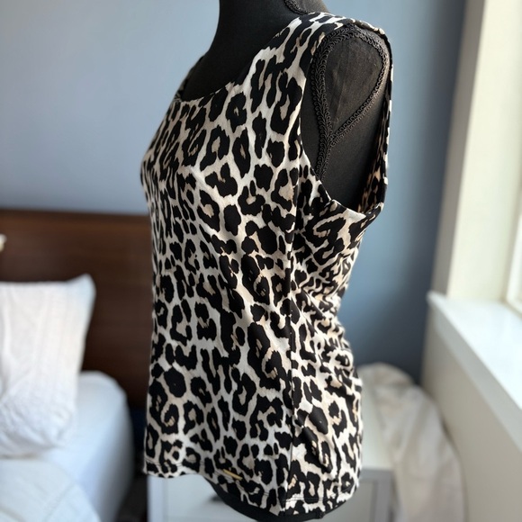 Calvin Klein Leopard Print Sleeveless Cami Blouse - Office Siren - Picture 6 of 15